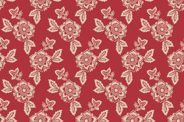 Motifs African paisley boho Floral Ikat seamless pattern embroidery border. Ethnic ikat saree sarong  flower design for Ikat pattern and Ethnic Pattern.Border indian floral Aztec embroidery border.