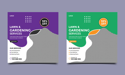 Lawn or gardening service social media post banner template.