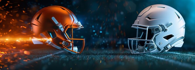 Two Football Helmets Facing Each Other &ndash; Abstract Digital Background
