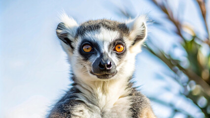 Obraz premium Suspicious lemur looking at someone 