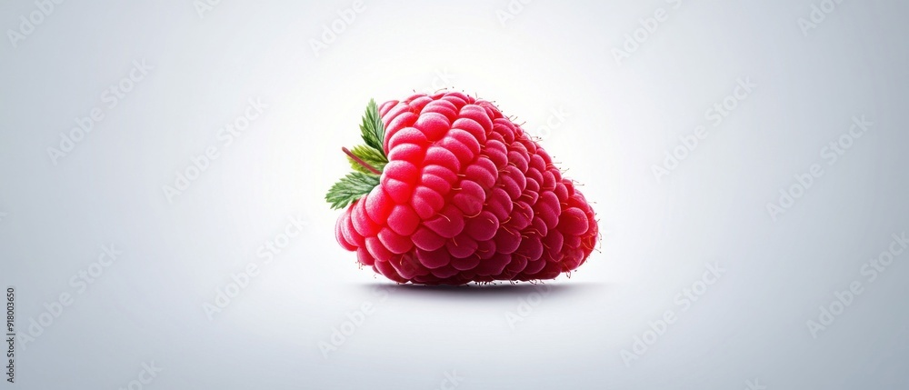 Poster single raspberry isolated on a white background.