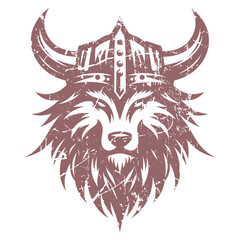 A bold, distressed wolf face in a retro design