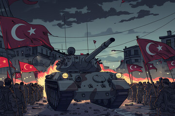 18 March Çanakkale wars anniversary. Watercolor artistic work.