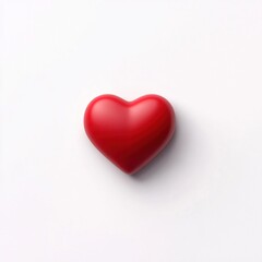 Obraz premium Glossy Red Heart on White Background.