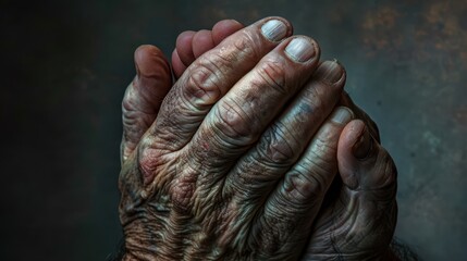 Fototapeta premium The wrinkled praying hands