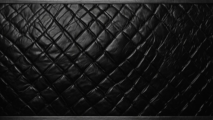 Abstract close-up of black textured leather illustrating intricate patterns and designs.
