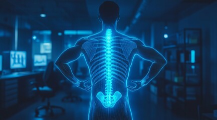 Man Standing with Arms Akimbo - Back View - Stock Photo