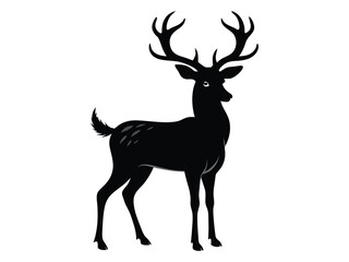 a dear black silhouette icon white backround.eps