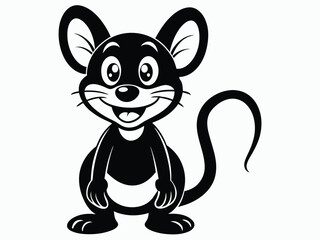 adorable smiling cartoon mouse silhouette.eps