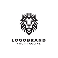 Fototapeta premium A logo for a brand that is black and white. The logo is a lion with a tagline that says 