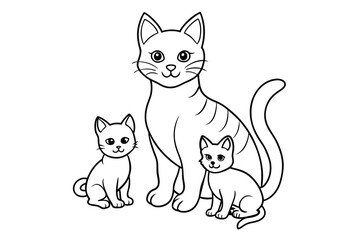 cute mother cat with kittens.eps