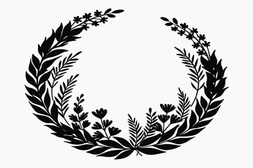 heather flower half circle silhouette vector.eps