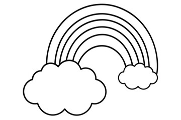 rainbow between two clouds for a coloring book.eps