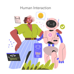Robot Assistants. Flat Vector Illustration