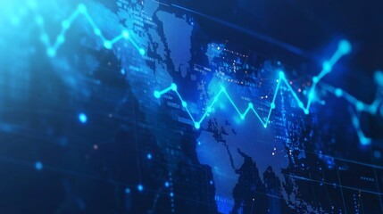 Obraz premium Abstract Technology Business Concept with Glowing Arrows and World Map Generative AI