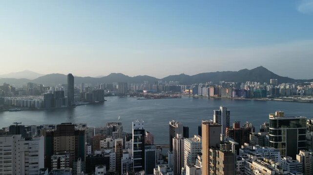 Victoria Harbour, Hong Kong, Twilight metropolis, Aug 4 2024