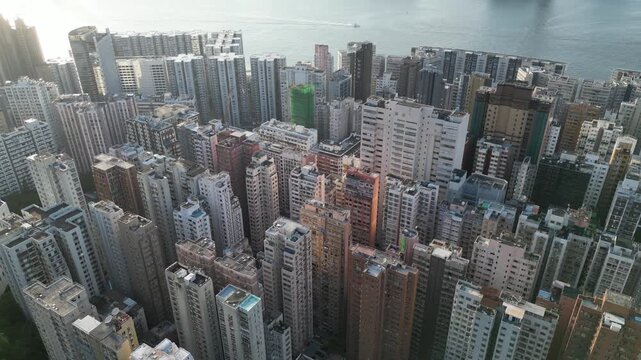 North Point ,Hong Kong island panorama with Victoria harbor, Aug 4 2024