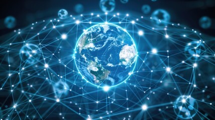 Fototapeta premium Global communications network, digital content and social networking services