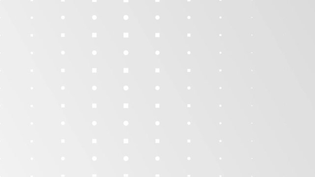 Grey background with white dots and squares in a vertical gradient pattern, seamless looping animation.