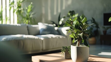 Chic home with basic potted greenery