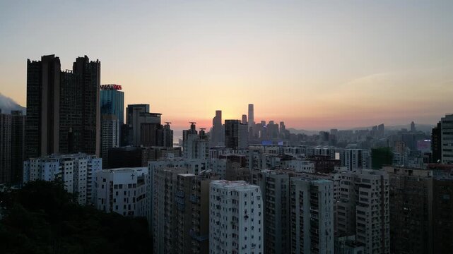 North Point ,Hong Kong island panorama with Victoria harbor, Aug 4 2024
