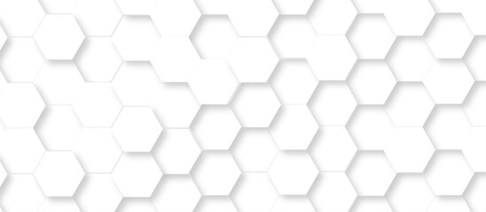 Fototapeta premium white hexagon modern technology creative emboss light honeycomb polygonal web. abstract geometric science and mosaic tile with template.