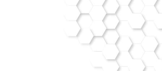 white hexagon modern technology creative emboss light honeycomb polygonal web. abstract geometric science and mosaic tile with template.