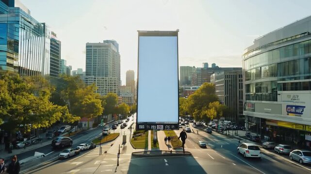 Heavy traffic road with billboard mockup