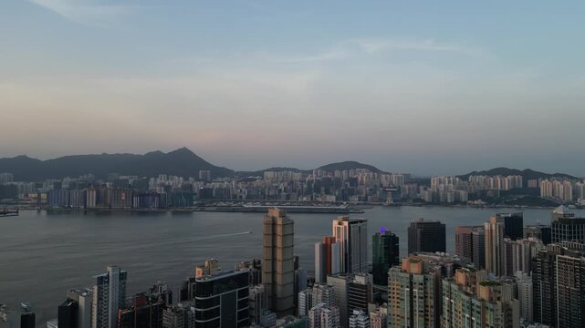 Victoria Harbour, Hong Kong, Twilight metropolis, Aug 4 2024