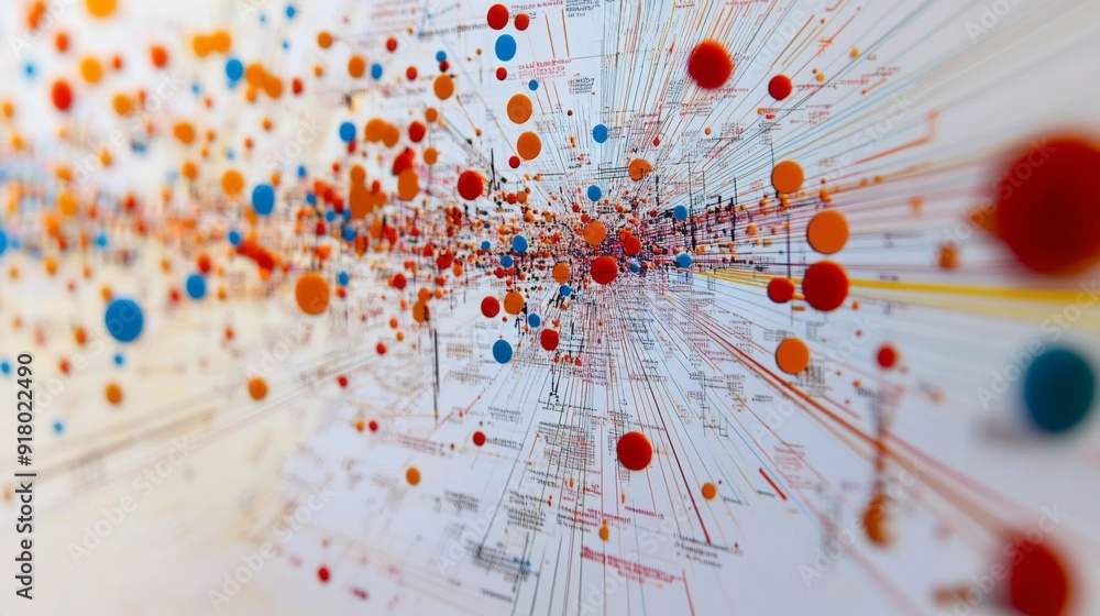 Fototapete a detailed close-up of a complex data visualization graphic, including various types of charts and g