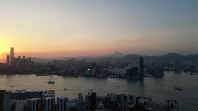 Victoria Harbour, Hong Kong, Twilight metropolis, Aug 4 2024