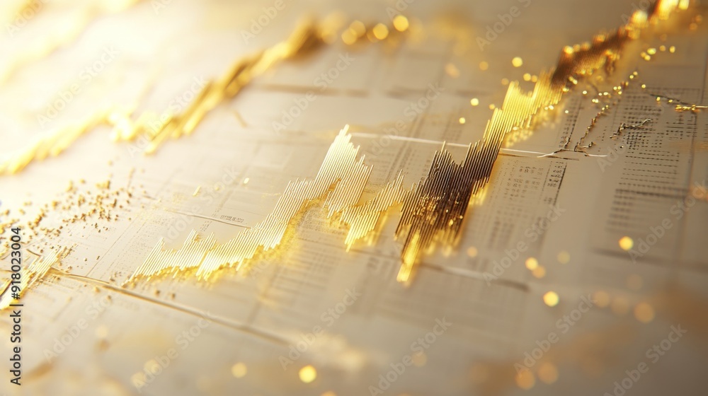 Aufkleber a detailed financial graph showing fluctuations in gold prices over time, with gold-colored line gra