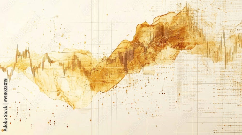 Aufkleber a detailed financial graph showing fluctuations in gold prices over time, with gold-colored line gra
