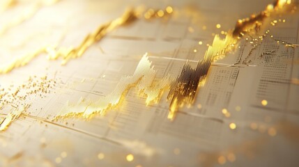 A detailed financial graph showing fluctuations in gold prices over time, with gold-colored line graphs and key data points on a light background.
