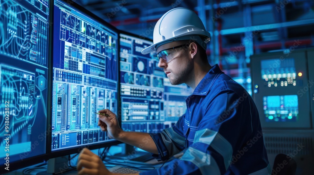 Poster engineer operator using scada system