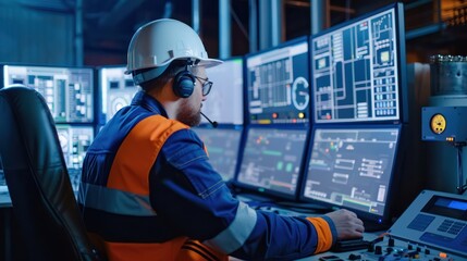Fototapeta premium Engineer Operator Using SCADA System 