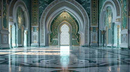 Obraz premium Turquoise Green Islamic Minimalism: Aesthetic Richness in Plain Backgrounds