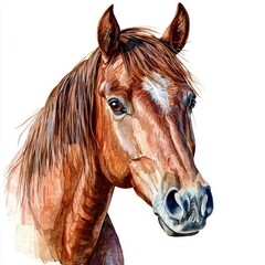 Obraz premium Whimsical Watercolor Horse Illustration for Children's Book or Wall Art Generative AI