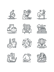 Analytics, Auction, Bear trend, Consulting, Dash board, set of icons