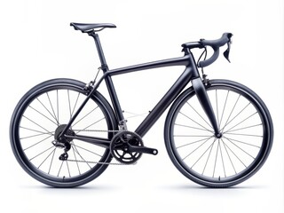 Sleek, high-performance road bike with matte black finish, aerodynamic design, and premium components isolated on a white background, showcasing cutting-edge cycling technology and style.