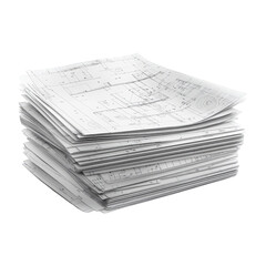 Stack Of Architectural Blueprints On Transparent Png Background For Architectural Planning . Generative ai