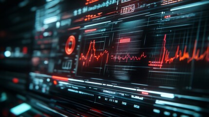 A high-tech digital display featuring a detailed view of electrical waveforms, with clean lines and numerical data showing real-time electrical activity.