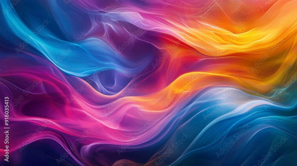 Fototapete A mesmerizing abstract background featuring flowing waves of vibrant colors blending seamlessly, creating a dynamic and fluid visual effect.