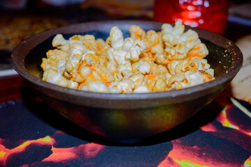object, traditional, party, junk food, view, fast food, salted, popcorns, sweeties, isolated, grabbing, tasty, golden, group, yellow, crunchy, fluffy, pop, caramelized, cooked, flavored, sugar, cinema