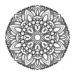 Mandala flower line art for drawing and coloring page