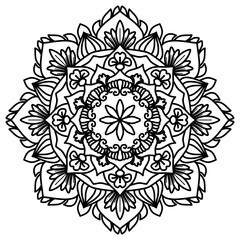 Mandala flower line art for drawing and coloring page