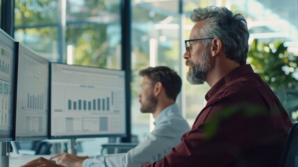 The professionals analyzing data