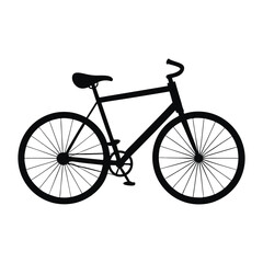 Fototapeta premium Isolated on a white background, a black vintage bicycle with a wheel, pedal, and chain exemplifies sport cycling and classic transport