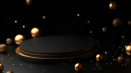 Vector illustration of golden, brown podium for displaying advertisement, cosmetic product display, stage or podium.