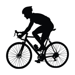 man riding a bicycle silhouette, on a white background vector